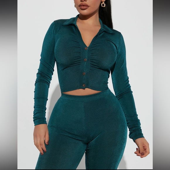 Same Vibe Slinky Pant Set - Hunter - Picture 3 of 3